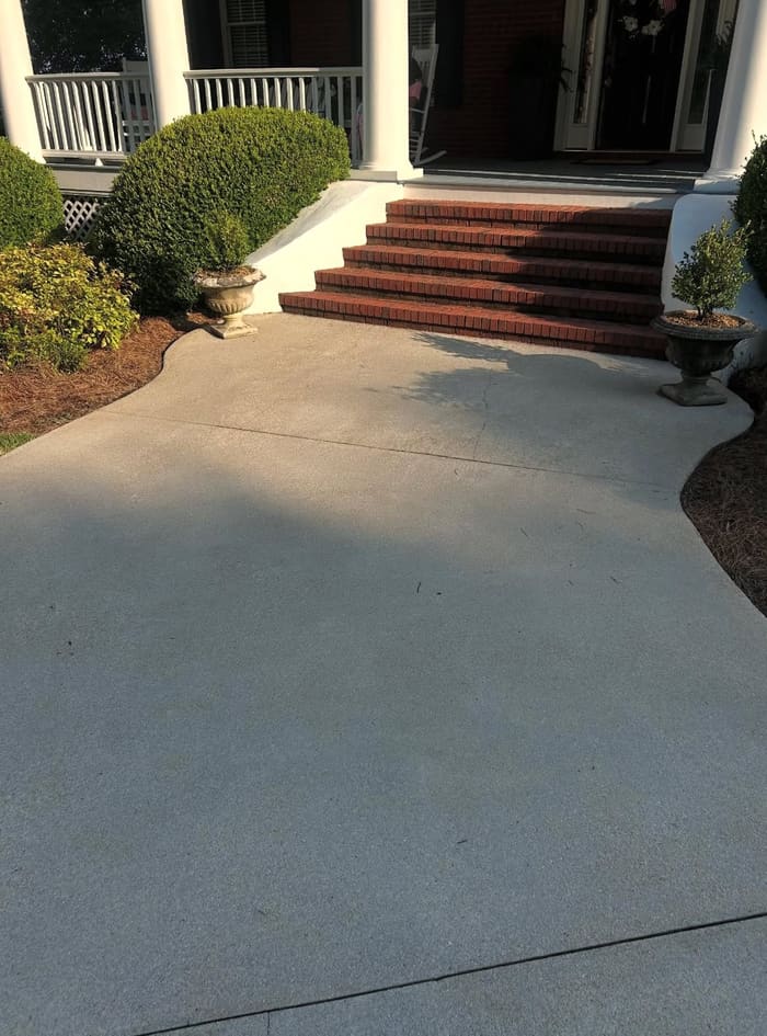 Clean concrete patio and brick steps after patio cleaning in Athens, GA