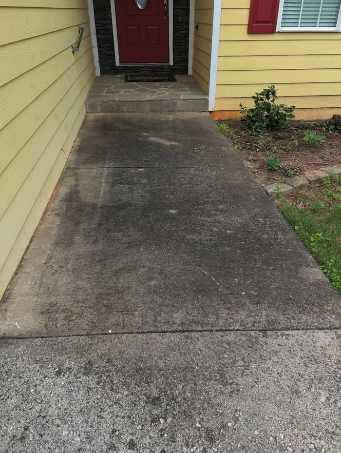 Dirty front walkway before pressure washing in Athens, GA